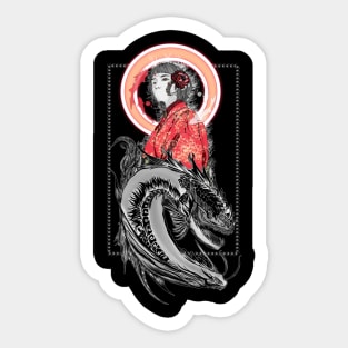 Hallowen Illustration of the goddess of the sea who is angry due to waste pollution in the ocean Sticker